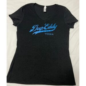 Deep Eddy Vodka Womens Black V Neck T Shirt Short Sleeve Graphic Tee Size Small